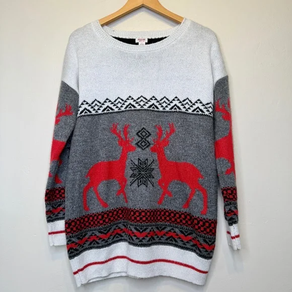 Mossimo | Thick Knit Fair Isle Reindeer Chunky Ugly Christmas Sweater - Picture 2 of 9